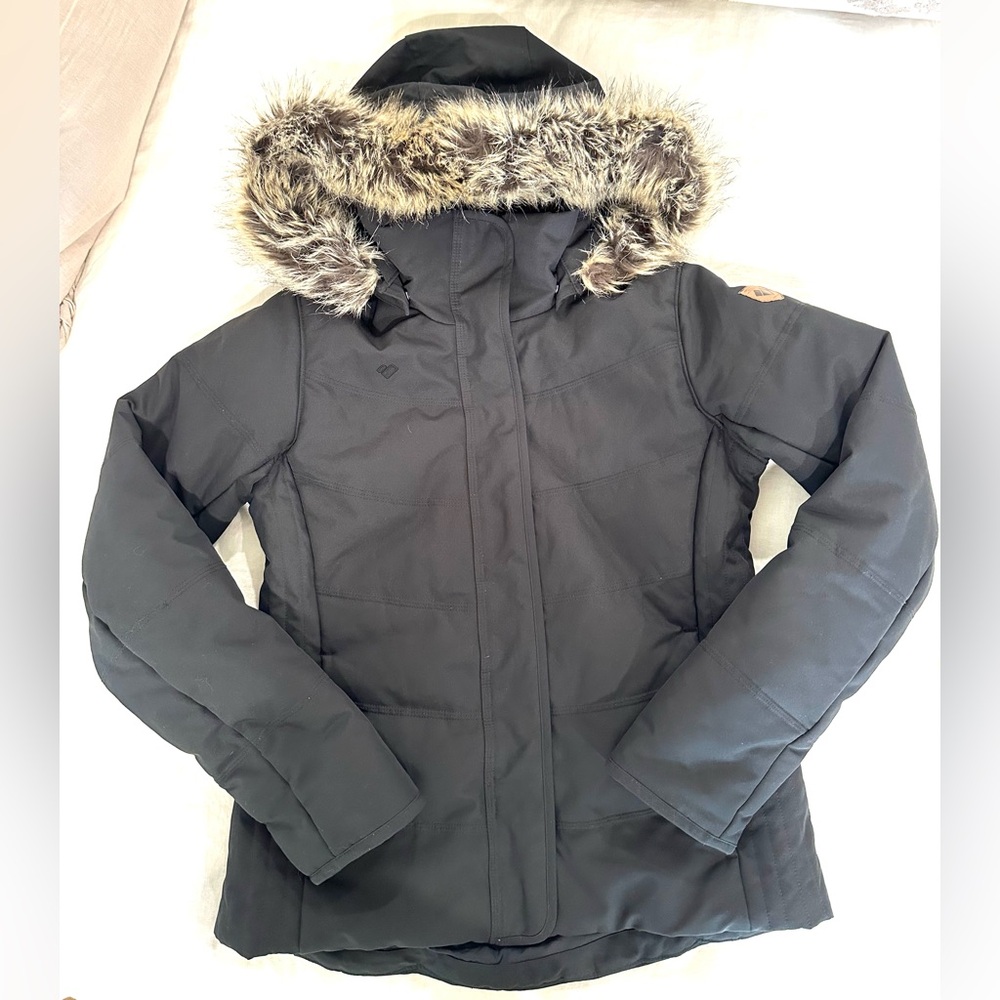 Obermeyer Women's Black Tuscany Insulated Fur-Trimmed Jacket, Size 6